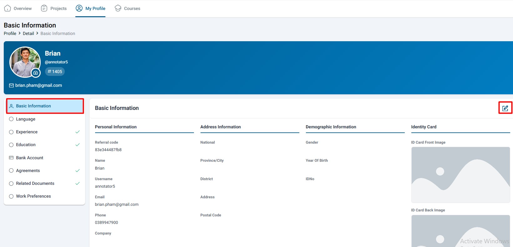Basic Information Update
